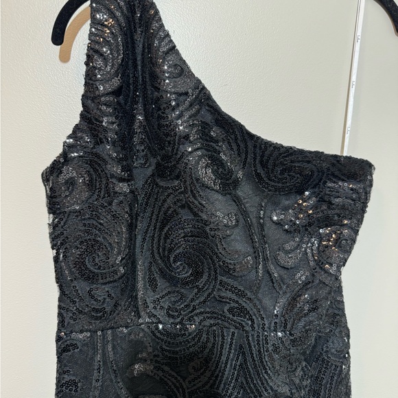 Lulu's Black One-Shoulder Dress with Sequin Detail - Picture 3 of 7